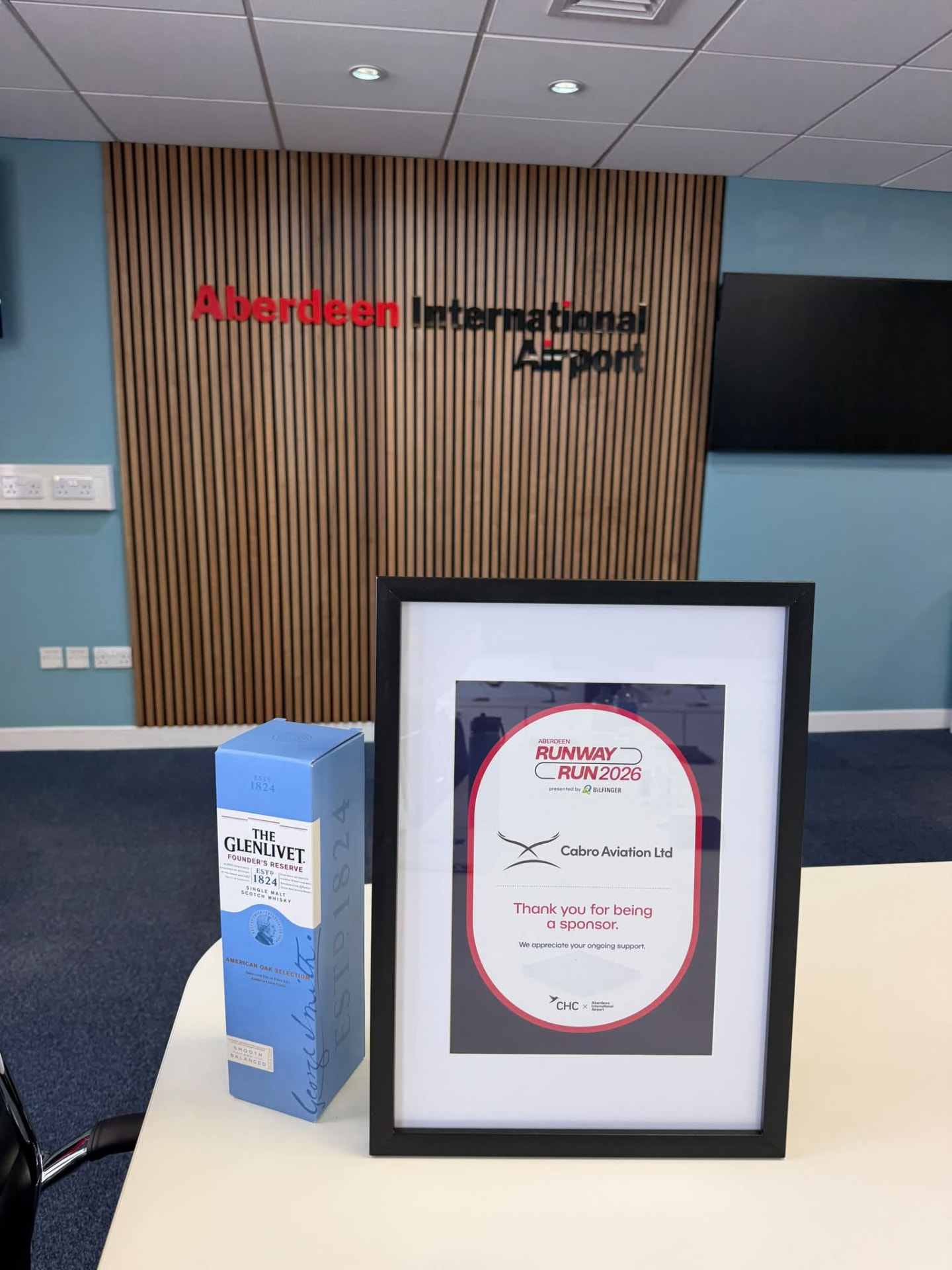 Cabro Aviation sponsorship presentation at Aberdeen International Airport
